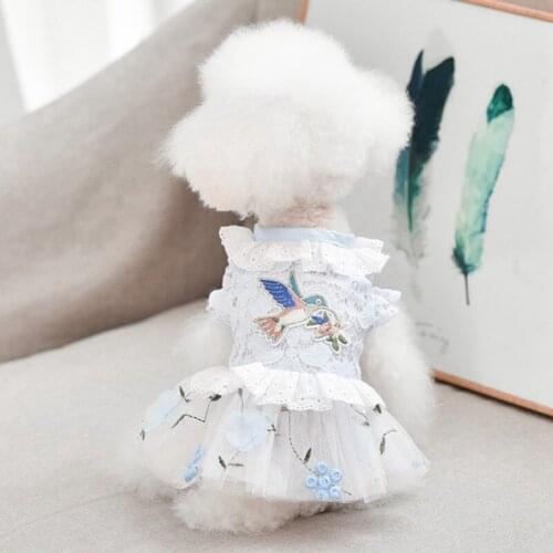 Princess Dress Pet Clothing Dogs Lace Tulle Dress for Small Dog Costume Skirt Cute French Bulldog Summer Girl Collar Perro