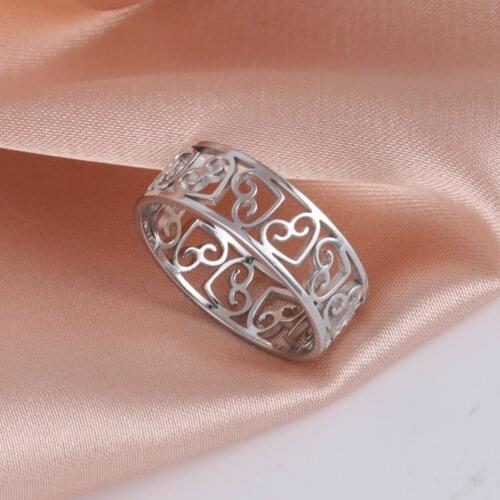 Skyrim Hollow Heart Rings Women Stainless Steel Minimalist Finger Rings 2021 Jewelry Birthday Anniversary Lover Gifts Wholesale
