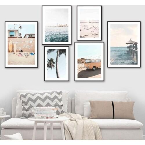 Sunshine Beach Path Van Palm Landscape Wall Art Canvas Painting Nordic Posters And Prints Wall Pictures For Living Room Decor