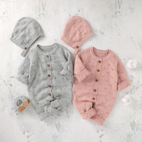 Bobora Newborn Baby Boys Girls Sweater Knitted Romper Bodysuit Jumpsuit Clothes Outfits WIth Warm Hat Set 0-18M