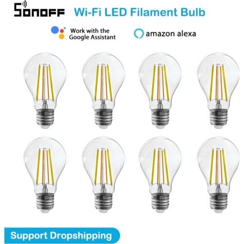 1-10pcs SONOFF 7W E27 Smart Wi-Fi LED Filament Bulb Light For eWelink APP 220-240V Automation Compatible With Alexa Google Home