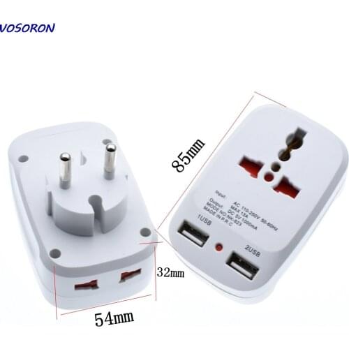 2 Port USB Socket Wall Charger AC Power Adapter EU/UK Travel AC Power Socket With LED 5V 1000mA