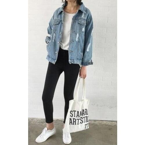 Spring Women Basic Coats Autumn And Winter Women Denim Jacket Vintage Long Sleeve Loose Female Jeans Coat Casual Girls Outwear