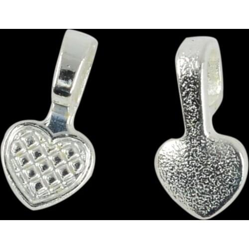 100 Pieces Vintage Heart Shaped Glue On Bails 16x8mm Jewelry Making Crafts DIY Beads