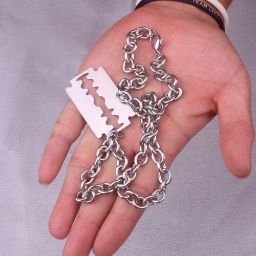 All stainless steel knife necklaces for men punk personality blade necklace jewelry accessories gifts fj183