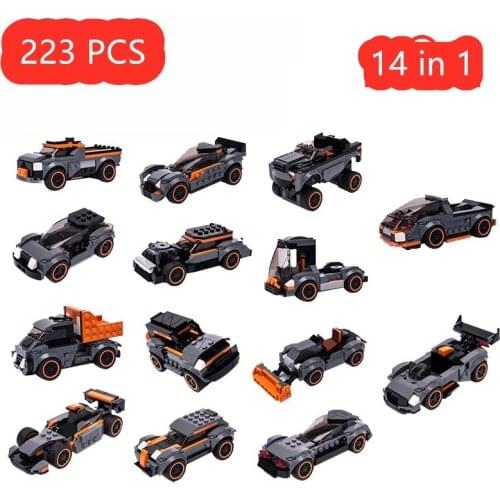 High-Tech 14 in 1 SWAT Team Car Model Vehicle Building Blocks Military Weapon DIY Bricks Educational Toys for Children Gifts