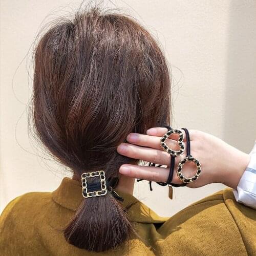 Small Fragrance Chain Hair Rope Womens Net Red Temperament Simple Metal Geometric Headband Korean Girls Versatile Hair Circle