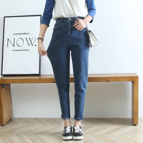 Jeans Woman High Waist Plus Size Zipper Full Length Loose Mom Denim Harem Pants Jeans Femme