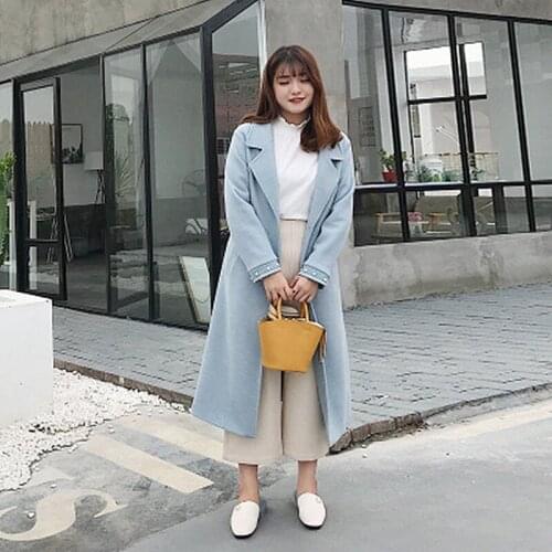Authentic Thick Fashion Casual Long Fat mm Large Size Womens 2018 Winter New Tie Woolen Coat Coat Woven Solid Color