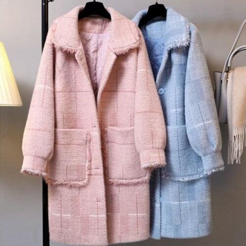 2020 Fashion Autumn And Winter Loose Lapel Plaid Long-sleeved Coat Free Shipping Trench Real Shot 3 Color