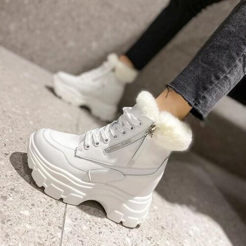 Winter Womens Snow Boots PU Leather Warm Plush Female Shoes 2021 Winter Women Ankle Boots Snow Shoes High Heels Women Boot