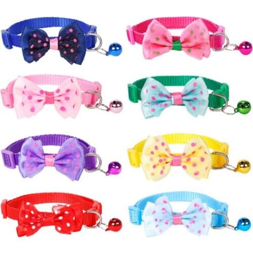 1pc New Colorul Pet Supplies Cat Collar Dog Collars Puppy Necktie with Bell Adjustable Buckle Collar Bowknot Dog Accessories