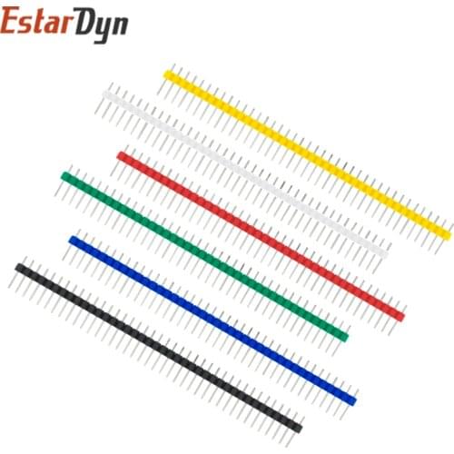 10pcs 40 Pin 1x40 Single Row Male 2.54 Breakable Pin Header Connector Strip white/black/red/blue/green/yellow