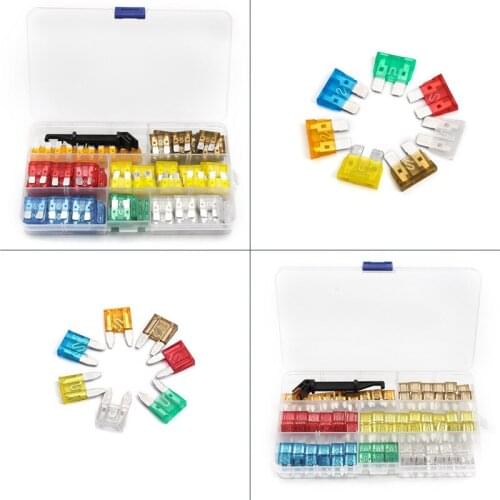 242pcs(121pcs S+121pcs M) 5-30 AMP Mini Auto Fuse Multicolor Auto Truck ATC Fuse Blade Nylon&Aluminum Kit with Black Fuse Key