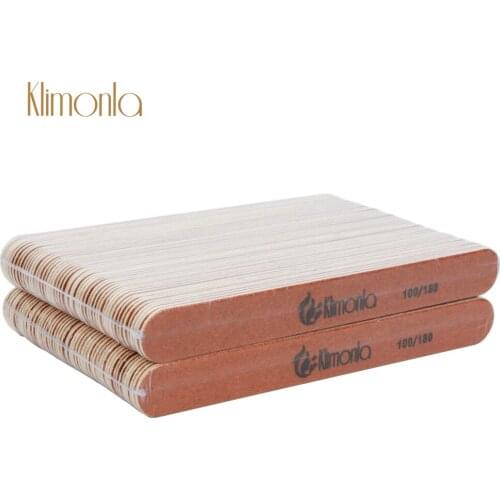 50Pcs/Pack Klimonla Brown Zebra Curve Straight Nail File Limas para Manicura 100/180 Grit Nial Art Pedicure Nails Supplier File