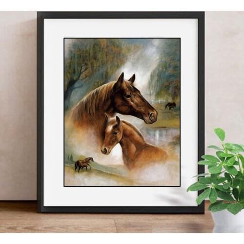 5D DIY Full Square/Round Drill Diamond Embroidery Horse Diamond Painting Cross Stitch Animals Mosaic Decoration Home