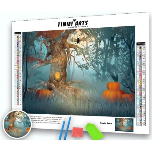 5D DIY Full Round Drill Diamond Painting Tree Diamond Mosaic Halloween Diamond Embroidery Cross Stitch Home Decor