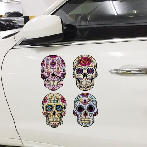 6.8CM*9.7CM 4X MEXICAN Fashion Sticker SUGAR SKULL Classic Combination Decals Reflective Skateboard Guitar Travel Case sticker