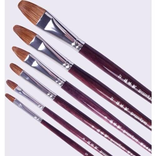 6pcs/Set,Horsehair Violet birch rod art supplies oil painting watercolor painting brush paint brushes Drawing Art for Supplies