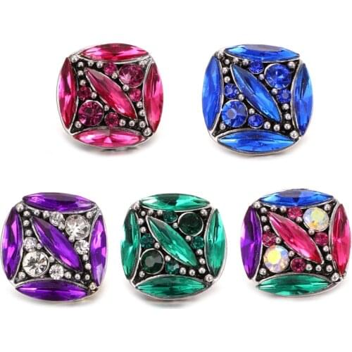 6pcs/lot Purple Rhinestone 18MM Snap Jewelry Crystal Snap Fit Snap bracelets Buttons women fashion Jewelry