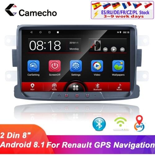 Camecho 2din Android 8.1Car Radio Multimedia Player 9''GPS Autoradio Auto Store For Renault Sandero Logan II Dacia Duster Dokker