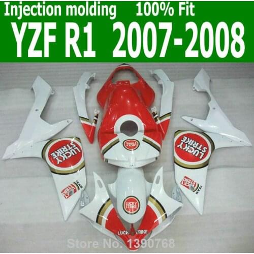 Free custom Fairings For YAMAHA YZF R1 07 2007 08 ( Red LUCKY decal ) Injection mold Fairing kit CQ113