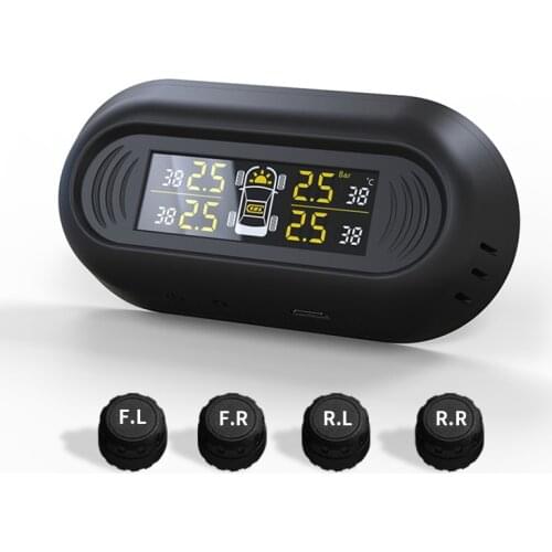 Wireless Smart TPMS Car Tire Pressure Alarm Monitor System 4 External Auto Temperature Alarm Cigarette Lighter 5V Tyre Pressure
