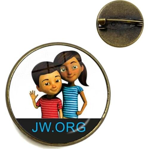 JW.org Brooches Jehovahs Witnesses Art Picture 20mm Glass Cabochon Collar Pins Badge For Bag Clothes Decoration Jewelry Gift