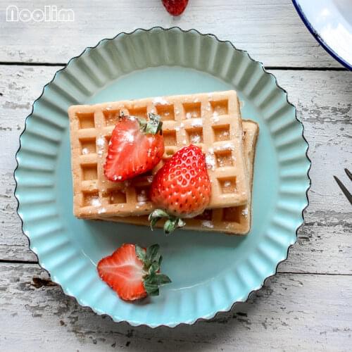 NOOLIM Japanese-style Wave Edge Enamel Dessert Dish Round Cake Spoon Dish Snack Dessert Plate Dinnerware Kitchen Products