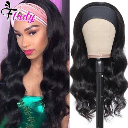 Flady Hair 100% Human Hair Grip Headband Scarf Wig Body Wave Human Hair Wig No plucking wigs for Women No Glue No Sew In