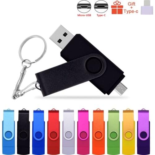 Metal Pendrive 64GB OTG 3IN 1 Type-C Usb Flash Drive High Quality Pen Drive 16G 32GB 4G High Speed USB 2.0 Memory DIY Logo Gift