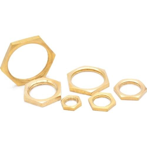 Brass Hex Lock Nuts Pipe Fitting M10 M12 1/8" 1/4" 3/8" 1/2" 3/4" 1" BSP Female Thread Hexagonal shank cap