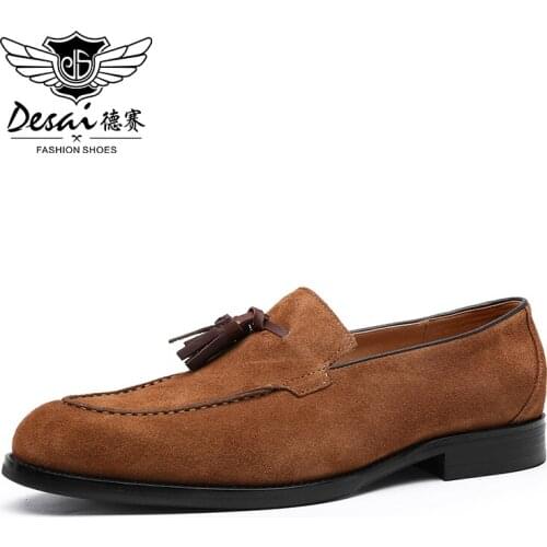 DESAI Loafers Shoes For Men Fringe Easy Wear Genuine Leather Casual Male Loafer Shoes Fashion Luxury Casual 2021