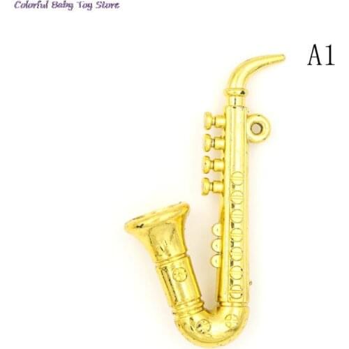 Mini Plastic Musical Instrument Model Portable Creative Trumpet Saxophone 1:12 Doll House Miniature Scene Accessories