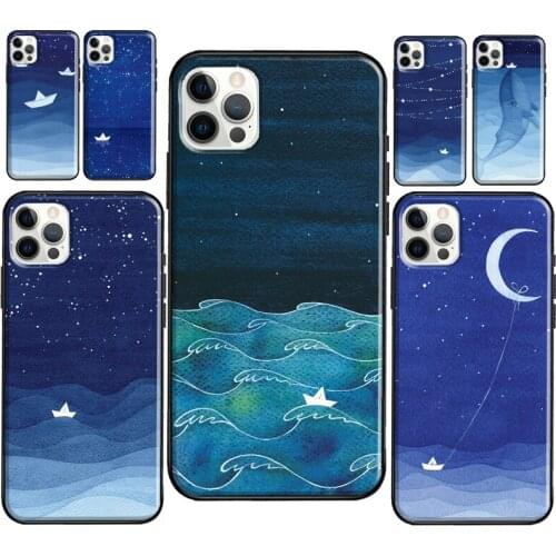Ocean waves sailboat Soft TPU Case For iPhone XR X XS MAX SE 2020 6S 8 7 Plus 12 Mini 11 Pro Max Cover Shell