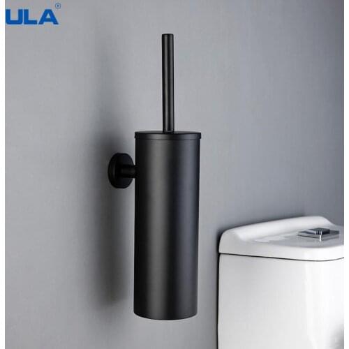 Black Toilet Brush Holder Set with Trump Bar 304 Stainless Steel Wall Mounted Toilet Brushes for Cleaning Bathroom Hardware