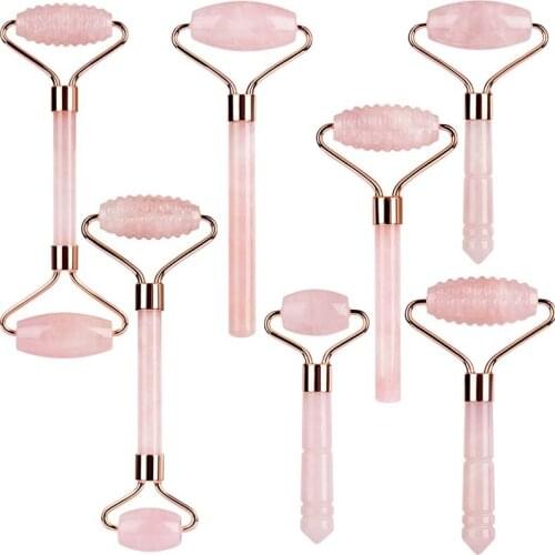 Natural Face Jade Roller Massager Face Neck Chin Forehead Slimming Firming Skin Care Tools 100% Original Rose Quartz Beauty Tool