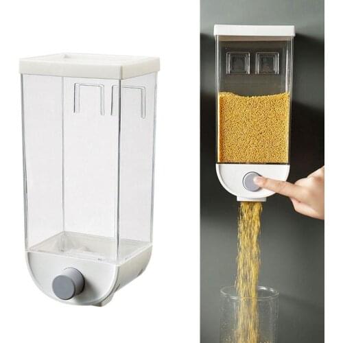 Grain Storage Plastic Box Wall-mounted Tank Home Organizer Cereal Oatmeal B2V0 Dispenser Container Bean Rice P3R0