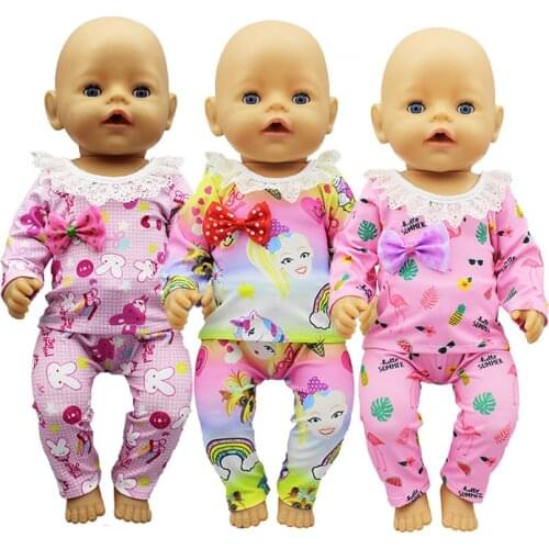 New pajamas Doll Clothes Fit For born baby 43cm Doll Clothes Doll Accessories For 17inch baby Doll