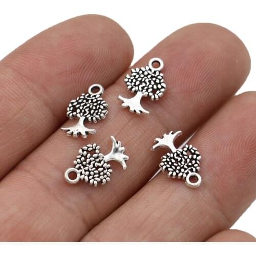 Craft Tibetan Silver Plated Tree of Life Charms Pendants for Bracelet Necklace Earrings Accessories Jewelry Making DIY Handmade