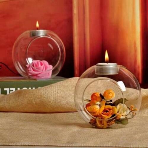 Romantic Wedding Dinner Decor Crystal Glass Hanging Creative Candle Holder Candlestick Small Tealight Candle Holders Crafts