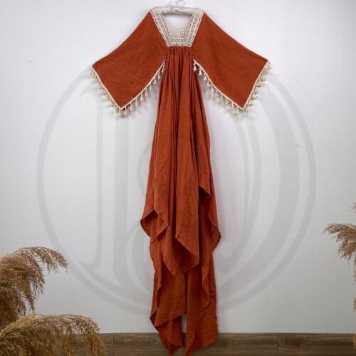 Christmas Princess Embroidery Boho Cotton Photo Shoot Little Girl Robe Evening Party Dress for Children Photography Accessories