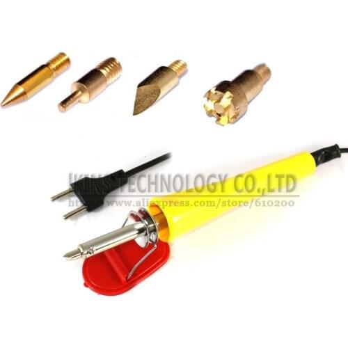 Pyrography Pen Electric Heating Carving Pen Gourd Pyrography Machine Electric Soldering Station+5/pcs Solder Tip 30W 220V EU
