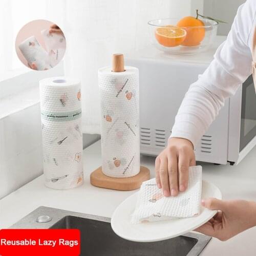 25/40PCS/Roll Of Reusable Lazy Rags Bamboo Towels Wet And Dry For Kitchen Dishcloths Hand Towel Rolls Organic Dishwashing Cloth