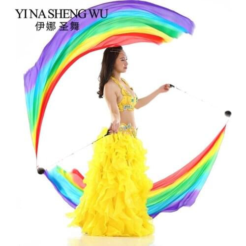 Belly Dance Silk Accessories Dance Props Dance Belly Accessories Belly Dance Ball Poi 1 Set=2Pcs Silk Veils+2Pcs Poi Chains2Pcs