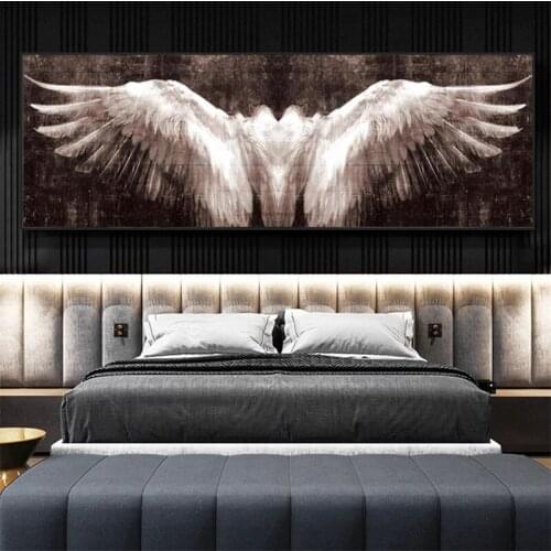 Nordic Retro Black and White Angel Wings Canvas Painting Poster Abstract Wings Art Prints Pictures Livingroom Bedroom Decoration