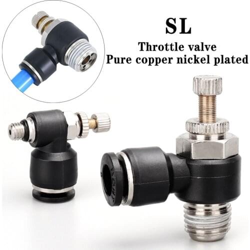 SL black pneumatic quick connector hose connector 4 6 8 10 12mm M5" 1/8" 1/4" 3/8" 1/2 air speed control valve accelerator valve