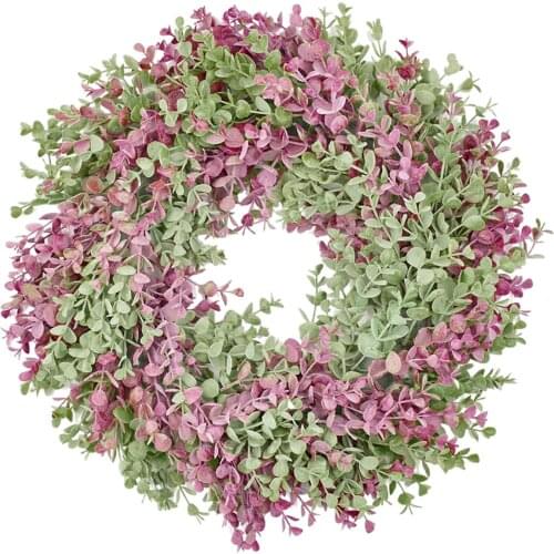 Eucalyptus Wreath Decor Door Hanging Garland Ornament Simulation Leaf Wreath Artificial Plant Decor Home Party Fall Festival