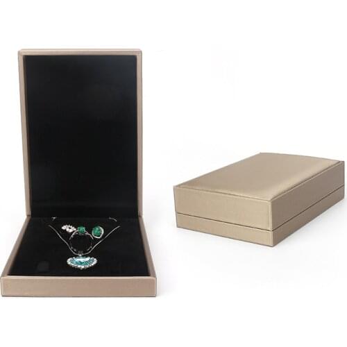 High Quality Gold Jewelry Suit Display Gift Box Right-angle Drawing Wedding Ring Necklace Earring Storage Packaging For Female
