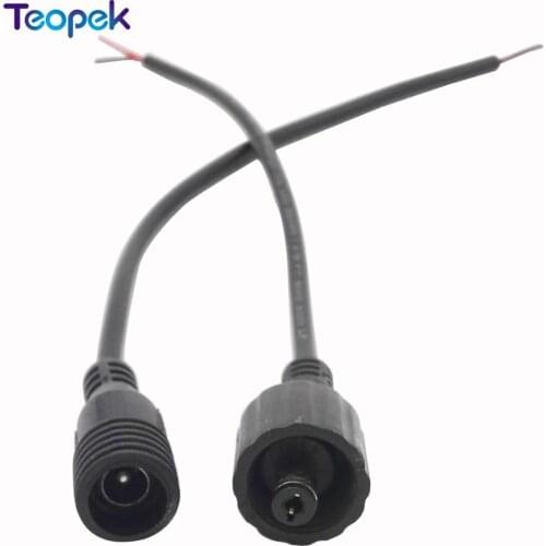 Waterproof DC Connector Plug DC 5.5 x 2.1mm 2 pin Power Wires For Single Color Led Strip